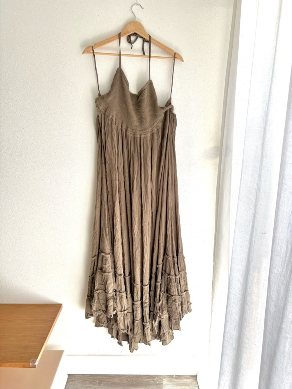 Free People Extratropical Maxi Dress Olive Stone NWT Size L Boho Beach Open Back - Picture 3 of 6